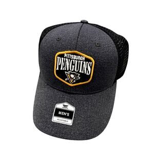 NHL Pittsburgh Penguins Charcoal Hat Adjustable MVP Mesh Snapback Trucker New